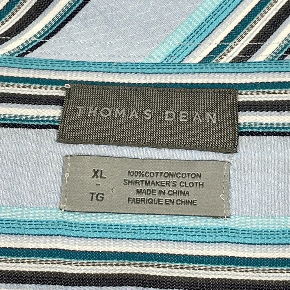 Thomas Dean Men's Long‎ Sleeve Button Down Multi-Colored Vertical Striped XL - Picture 5 of 7